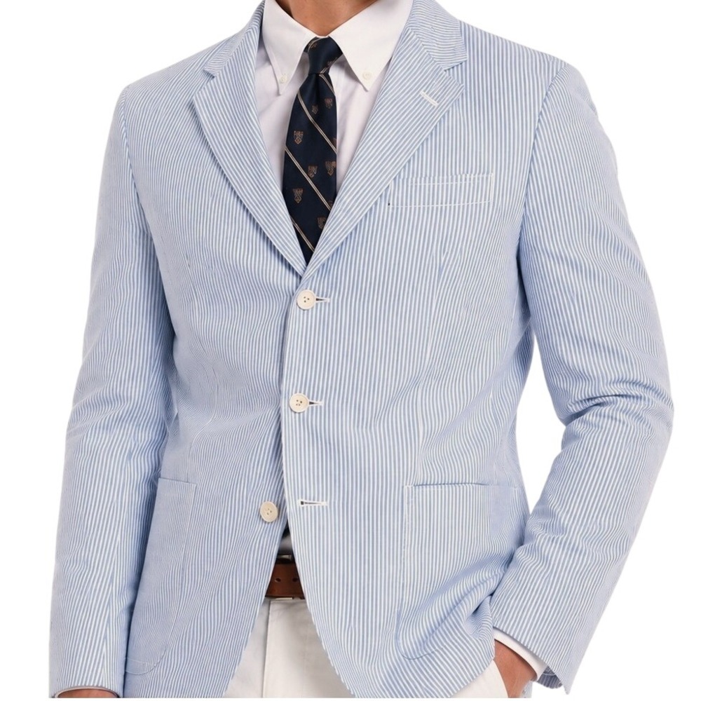 Polo Ralph Lauren Sport Coat Seersucker Stripes Coastal 90s Resort Preppy XL 50R